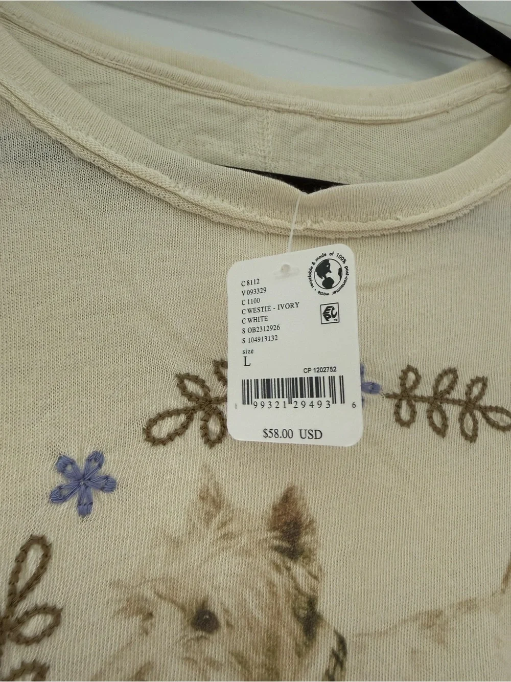 Free People Graphic Tee with Westie Dog Print